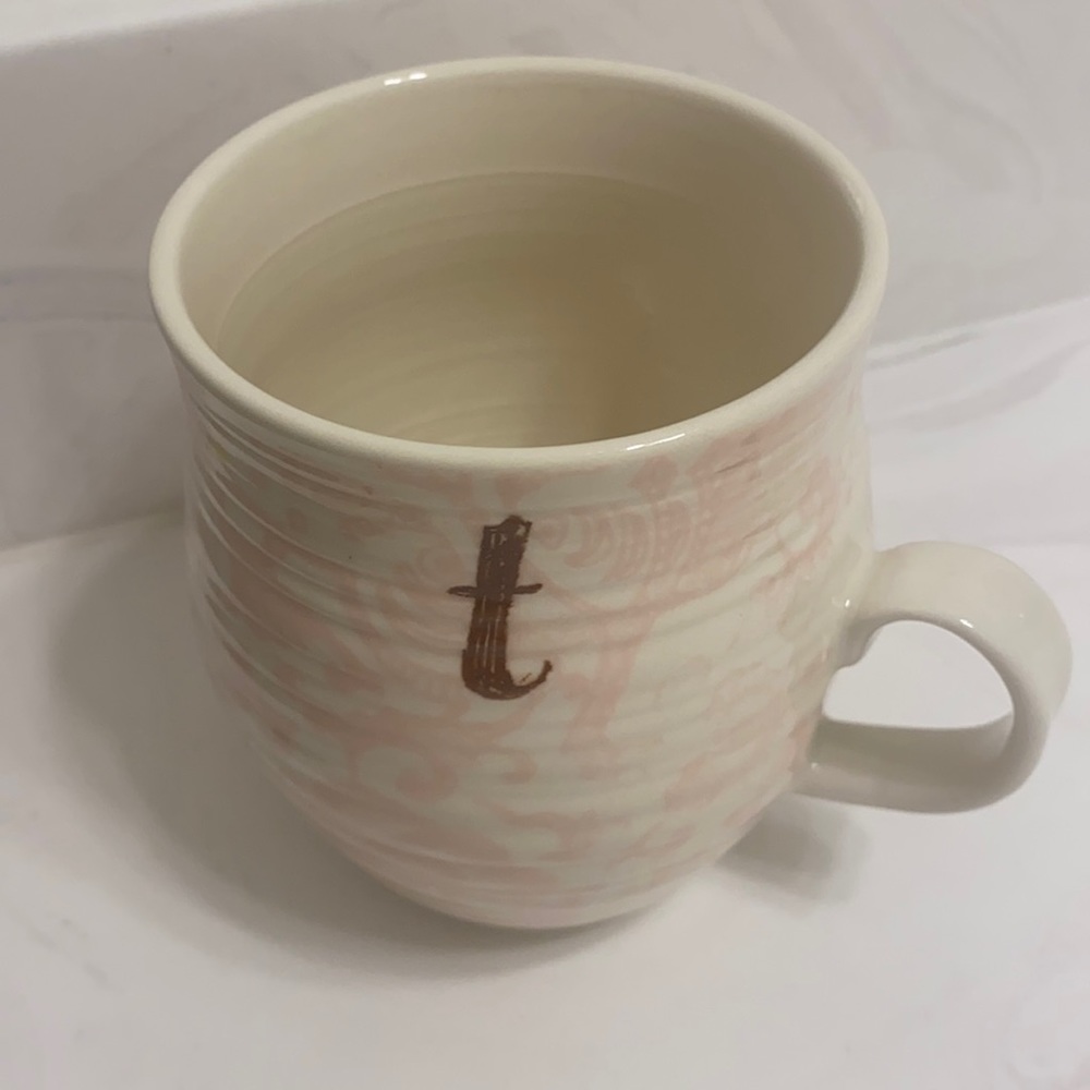 Anthropologie mug T light pink floral design